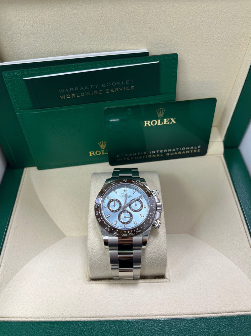 Rolex 950 Platinum Cosmograph Daytona 40 Watch - Ice Blue Index Dial (Ref # 116506) - WatchesOff5thWatch