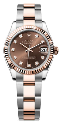 Thumbnail for Rolex Datejust 31mm Steel and Everose Gold Chocolate Diamond Dial Fluted Bezel Oyster Bracelet (Ref# 278271-0027)