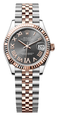 Thumbnail for Rolex Datejust 31mm Steel and Everose Gold Slate Roman Diamond Dial Fluted Bezel Jubilee Bracelet (Ref# 278271-0030)