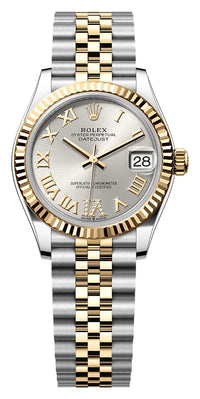 Thumbnail for Rolex Datejust 31mm Steel and Yellow Gold Silver Roman Diamond Dial Fluted Bezel Jubilee Bracelet (Ref# 278273-0004)
