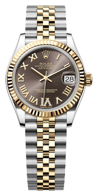 Thumbnail for Rolex Datejust 31mm Steel and Yellow Gold Dark Grey Roman Diamond Dial Fluted Bezel Jubilee Bracelet (Ref# 278273-0018)