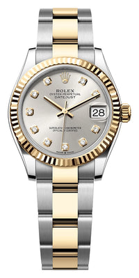 Thumbnail for Rolex Datejust 31mm Steel and Yellow Gold Silver Diamond Dial Fluted Bezel Oyster Bracelet (Ref# 278273-0019)