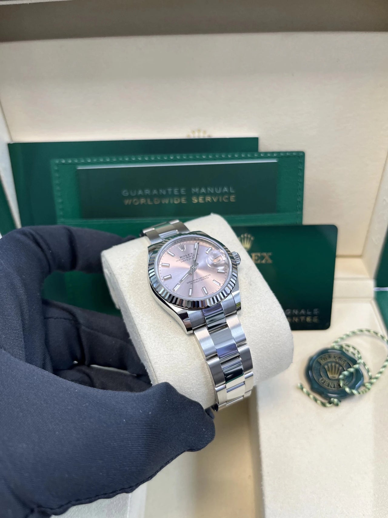 Rolex Datejust 31 White Rolesor Pink Dial Fluted Bezel (Ref 278274) - WatchesOff5thWatch