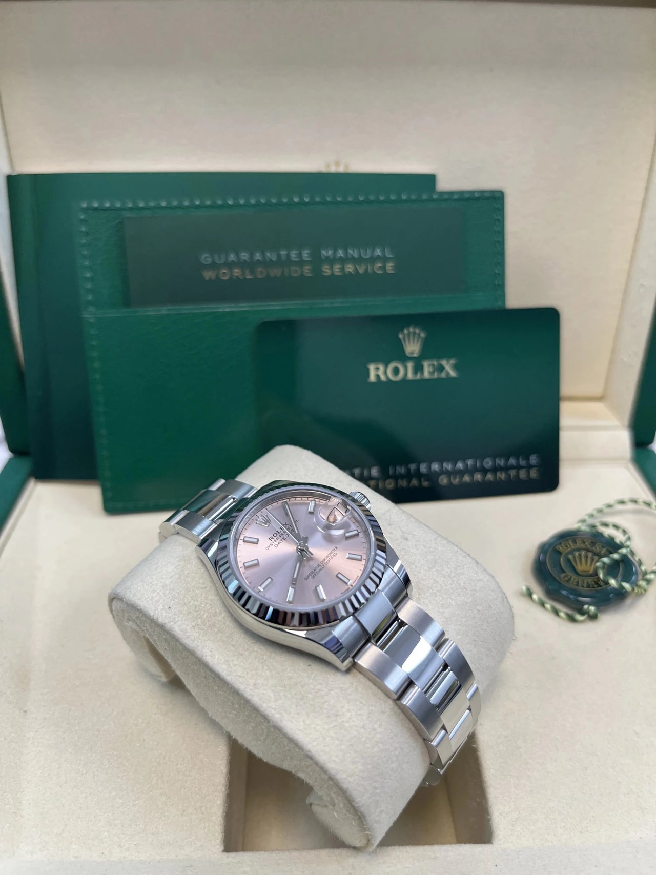 Rolex Datejust 31 White Rolesor Pink Dial Fluted Bezel (Ref 278274) - WatchesOff5thWatch