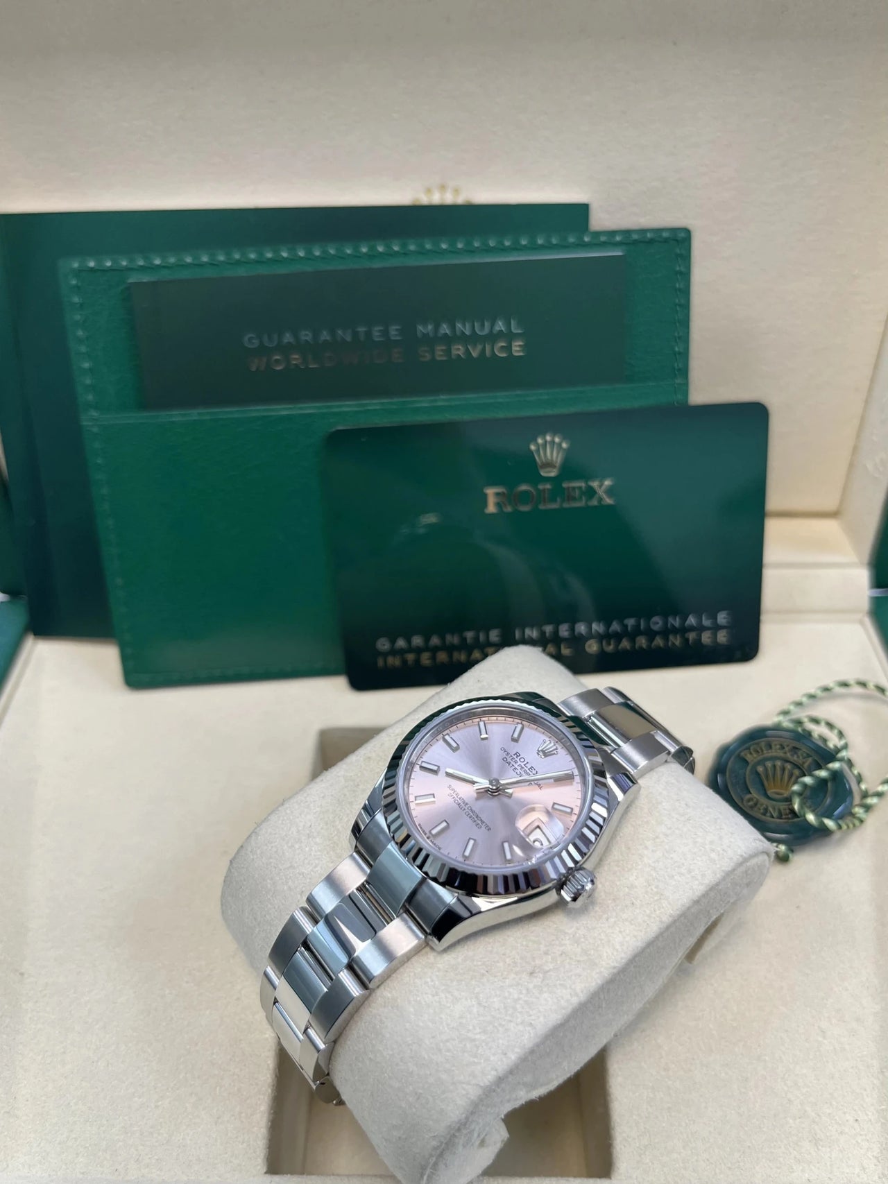 Rolex Datejust 31 White Rolesor Pink Dial Fluted Bezel (Ref 278274) - WatchesOff5thWatch