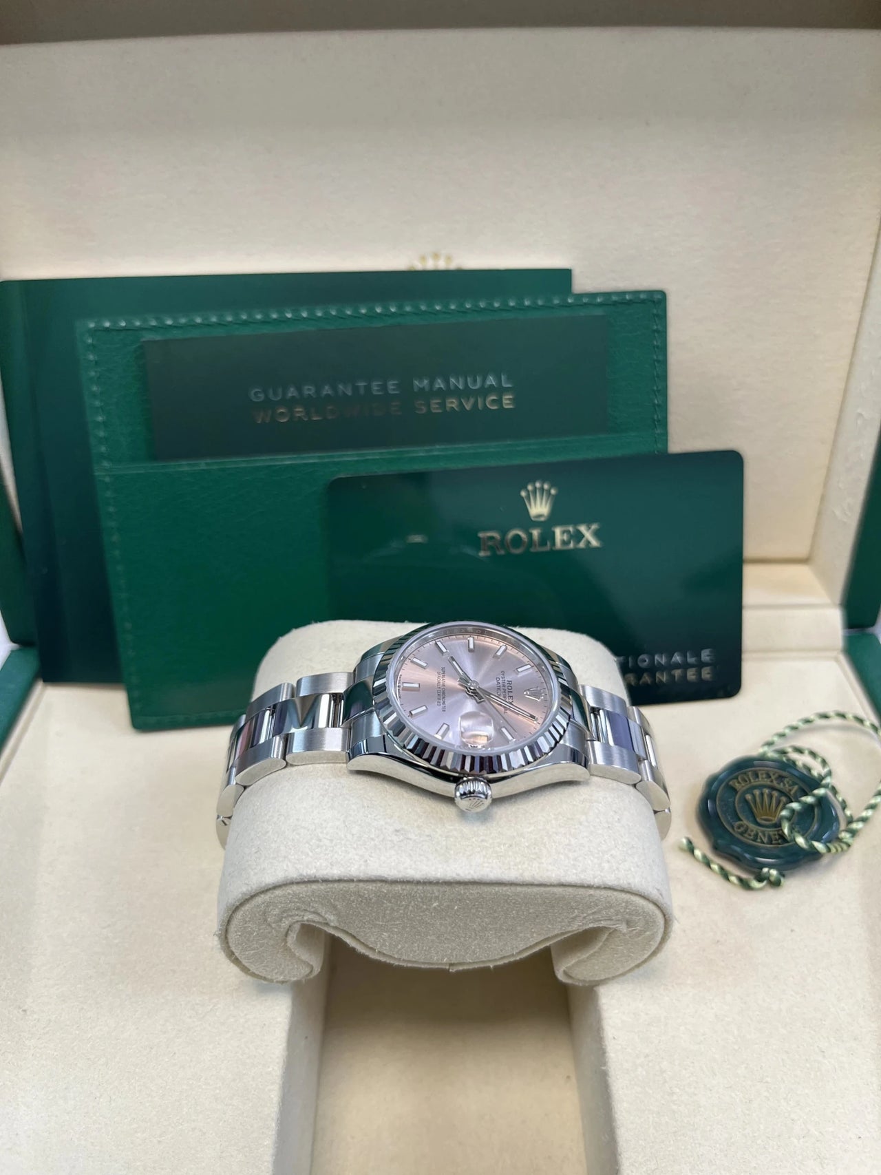 Rolex Datejust 31 White Rolesor Pink Dial Fluted Bezel (Ref 278274) - WatchesOff5thWatch