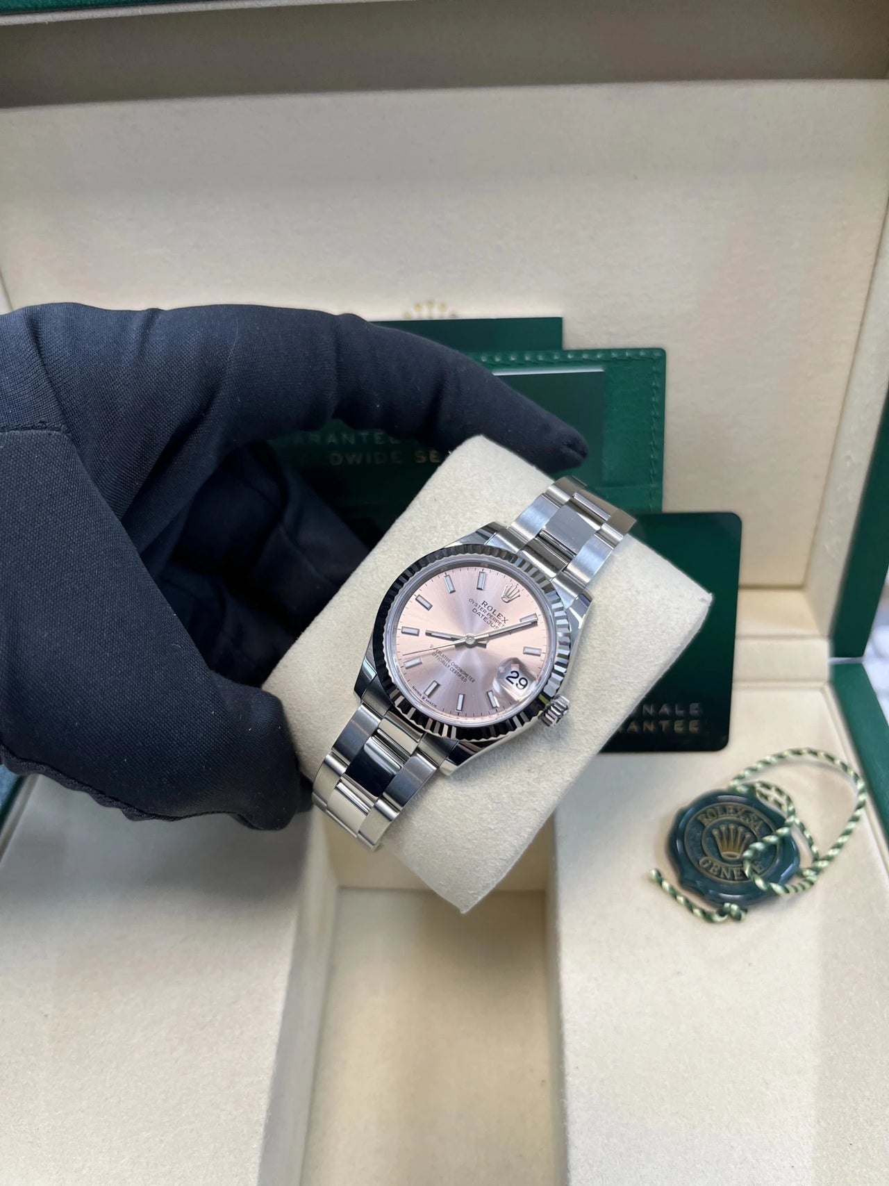 Rolex Datejust 31 White Rolesor Pink Dial Fluted Bezel (Ref 278274) - WatchesOff5thWatch