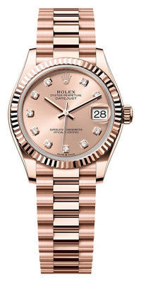 Thumbnail for Rolex Datejust 31mm 18K Everose Gold Rosé Diamond Dial Fluted Bezel President Bracelet (Ref# 278275-0031) - WatchesOff5thWatch