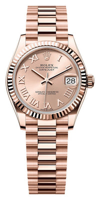 Thumbnail for Rolex Datejust 31mm 18K Everose Gold Rosé Roman Dial Fluted Bezel President Bracelet (Ref# 278275-0035) - WatchesOff5thWatch