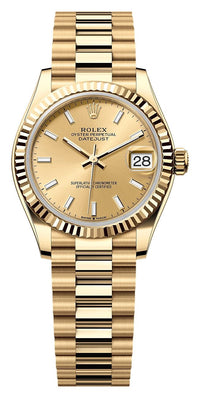 Thumbnail for Rolex Datejust 31mm 18K Yellow Gold Champagne Dial Fluted Bezel President Bracelet (Ref# 278278-0040) - WatchesOff5thWatch