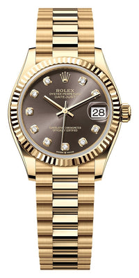 Thumbnail for Rolex Datejust 31mm 18K Yellow Gold Dark Grey Diamond Dial Fluted Bezel President Bracelet (Ref# 278278-0036) - WatchesOff5thWatch