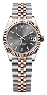 Thumbnail for Rolex Datejust 31mm Steel and Everose Gold Slate Dial Fluted Bezel Jubilee Bracelet (Ref# 278271-0018) - WatchesOff5thWatch