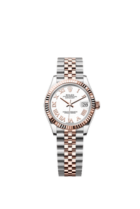 Thumbnail for Rolex Datejust 31mm Steel and Everose Gold White Roman Dial Fluted Bezel Jubilee Bracelet (Ref 278271) - WatchesOff5thWatch