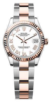 Thumbnail for Rolex Datejust 31mm Steel and Everose Gold White Roman Dial Fluted Bezel Oyster Bracelet (Ref# 278271-0001) - WatchesOff5thWatch