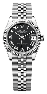 Thumbnail for Rolex Datejust 31mm Steel and White Gold Bright Black Roman Dial Fluted Bezel Jubilee Bracelet (Ref# 278274-0002) - WatchesOff5thWatch