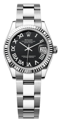 Thumbnail for Rolex Datejust 31mm Steel and White Gold Bright Black Roman Dial Fluted Bezel Oyster Bracelet (Ref# 278274-0001) - WatchesOff5thWatch