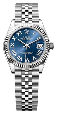 Thumbnail for Rolex Datejust 31mm Steel and White Gold Bright Blue Roman Dial Fluted Bezel Jubilee Bracelet (Ref# 278274-0034) - WatchesOff5thWatch