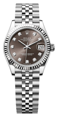 Thumbnail for Rolex Datejust 31mm Steel and White Gold Dark Grey Diamond Dial Fluted Bezel Jubilee Bracelet (Ref# 278274-0008) - WatchesOff5thWatch
