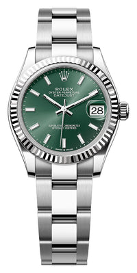 Thumbnail for Rolex Datejust 31mm Steel and White Gold Mint Green Dial Fluted Bezel Oyster Bracelet (Ref# 278274-0017) - WatchesOff5thWatch