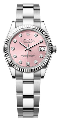 Thumbnail for Rolex Datejust 31mm Steel and White Gold Pink Diamond Dial Fluted Bezel Oyster Bracelet (Ref# 278274-0031) - WatchesOff5thWatch