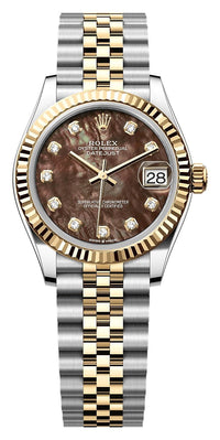 Thumbnail for Rolex Datejust 31mm Steel and Yellow Gold Black Mother-of-Pearl Diamond Dial Fluted Bezel Jubilee Bracelet (Ref# 278273-0024) - WatchesOff5thWatch