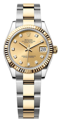 Thumbnail for Rolex Datejust 31mm Steel and Yellow Gold Champagne Diamond Dial Fluted Bezel Oyster Bracelet (Ref# 278273-0025) - WatchesOff5thWatch
