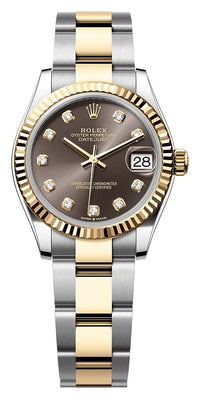 Thumbnail for Rolex Datejust 31mm Steel and Yellow Gold Dark Grey Diamond Dial Fluted Bezel Oyster Bracelet (Ref# 278273-0021) - WatchesOff5thWatch