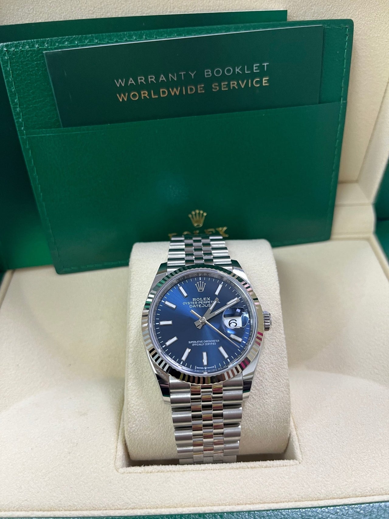 Rolex Datejust 36 Fluted Bezel Blue Index Dial Jubilee Bracelet 126234 - WatchesOff5thWatch