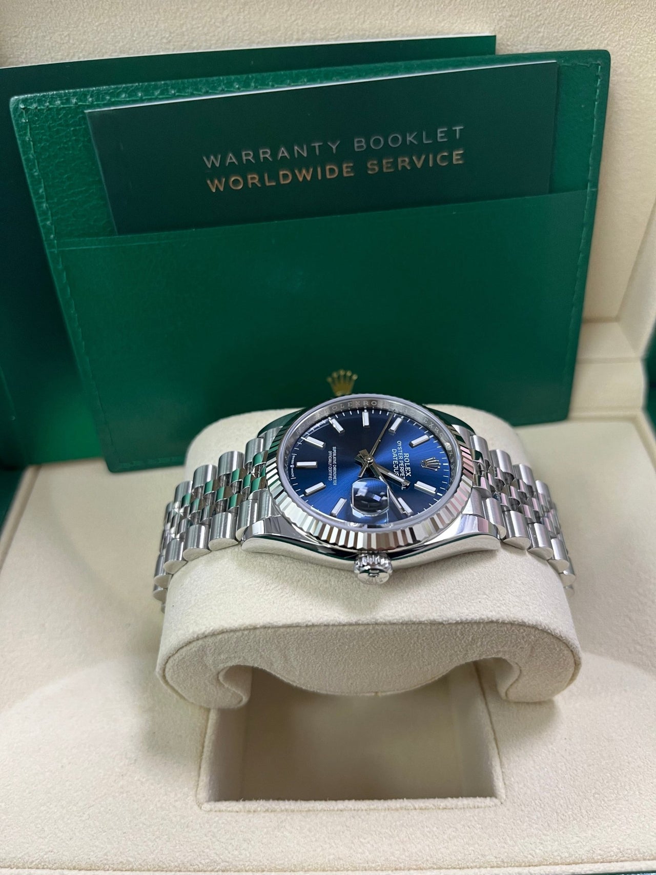 Rolex Datejust 36 Fluted Bezel Blue Index Dial Jubilee Bracelet 126234 - WatchesOff5thWatch