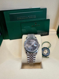 Thumbnail for Rolex Datejust 36 Fluted Bezel Slate Roman Dial Jubilee Bracelet 126234 - WatchesOff5thWatch