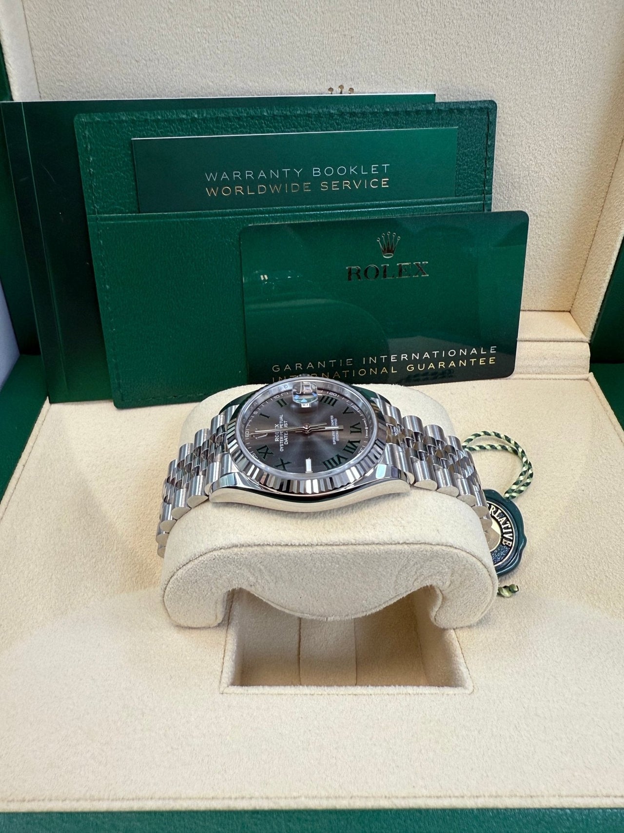 Rolex Datejust 36 Fluted Bezel Slate Roman Dial Jubilee Bracelet 126234 - WatchesOff5thWatch