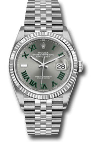 Thumbnail for Rolex Datejust 36 Fluted Bezel Slate Roman Dial Jubilee Bracelet 126234 - WatchesOff5thWatch