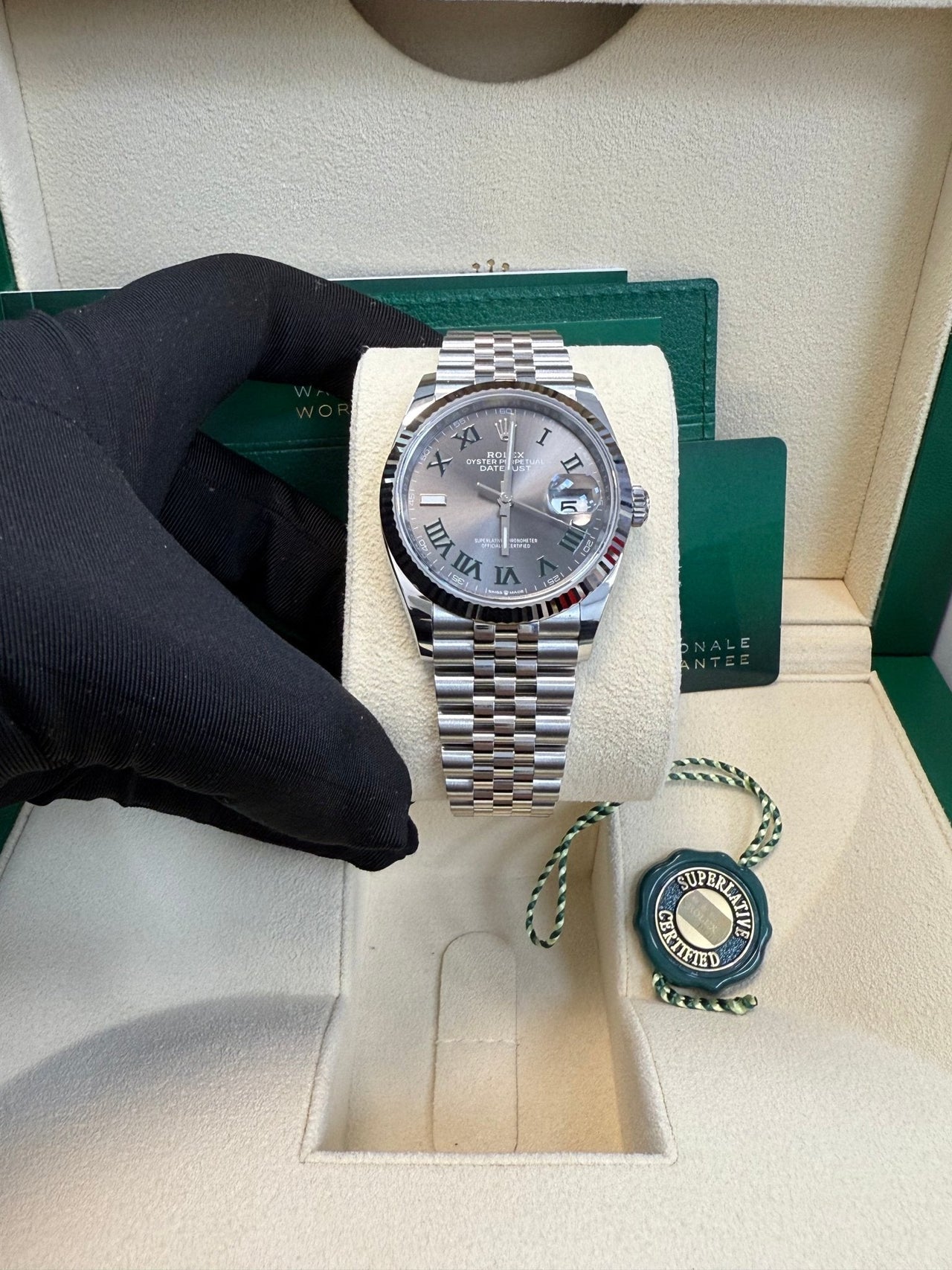 Rolex Datejust 36 Fluted Bezel Slate Roman Dial Jubilee Bracelet 126234 - WatchesOff5thWatch