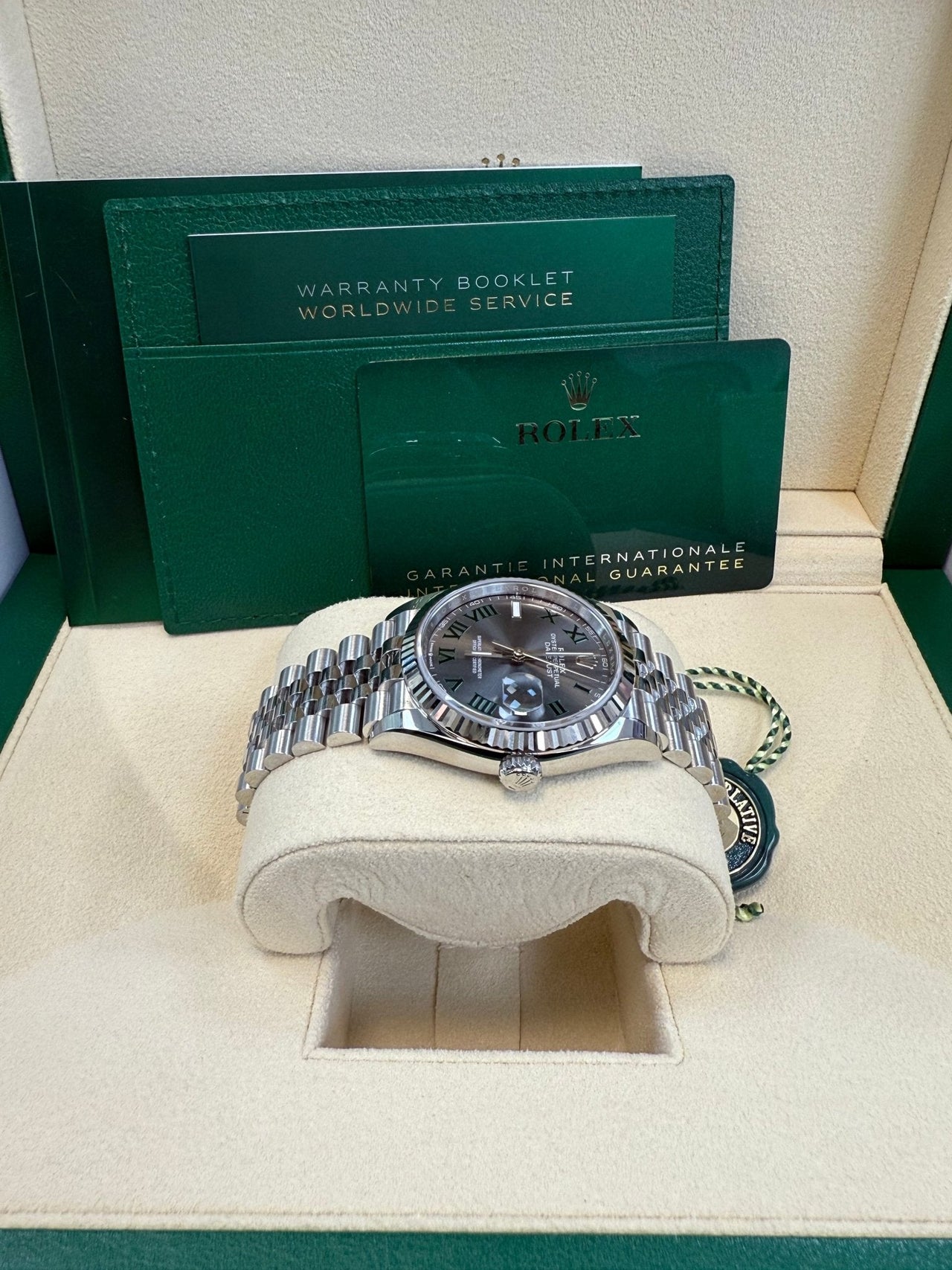 Rolex Datejust 36 Fluted Bezel Slate Roman Dial Jubilee Bracelet 126234 - WatchesOff5thWatch