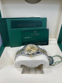 Thumbnail for Rolex Datejust 36 Yellow Rolesor Champagne Diamond Dial Fluted Bezel (Ref 126233) - WatchesOff5thWatch