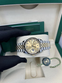 Thumbnail for Rolex Datejust 36 Yellow Rolesor Champagne Diamond Dial Fluted Bezel (Ref 126233) - WatchesOff5thWatch