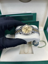 Thumbnail for Rolex Datejust 36 Yellow Rolesor Champagne Diamond Dial Fluted Bezel (Ref 126233) - WatchesOff5thWatch