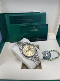 Thumbnail for Rolex Datejust 36 Yellow Rolesor Champagne Diamond Dial Fluted Bezel (Ref 126233) - WatchesOff5thWatch
