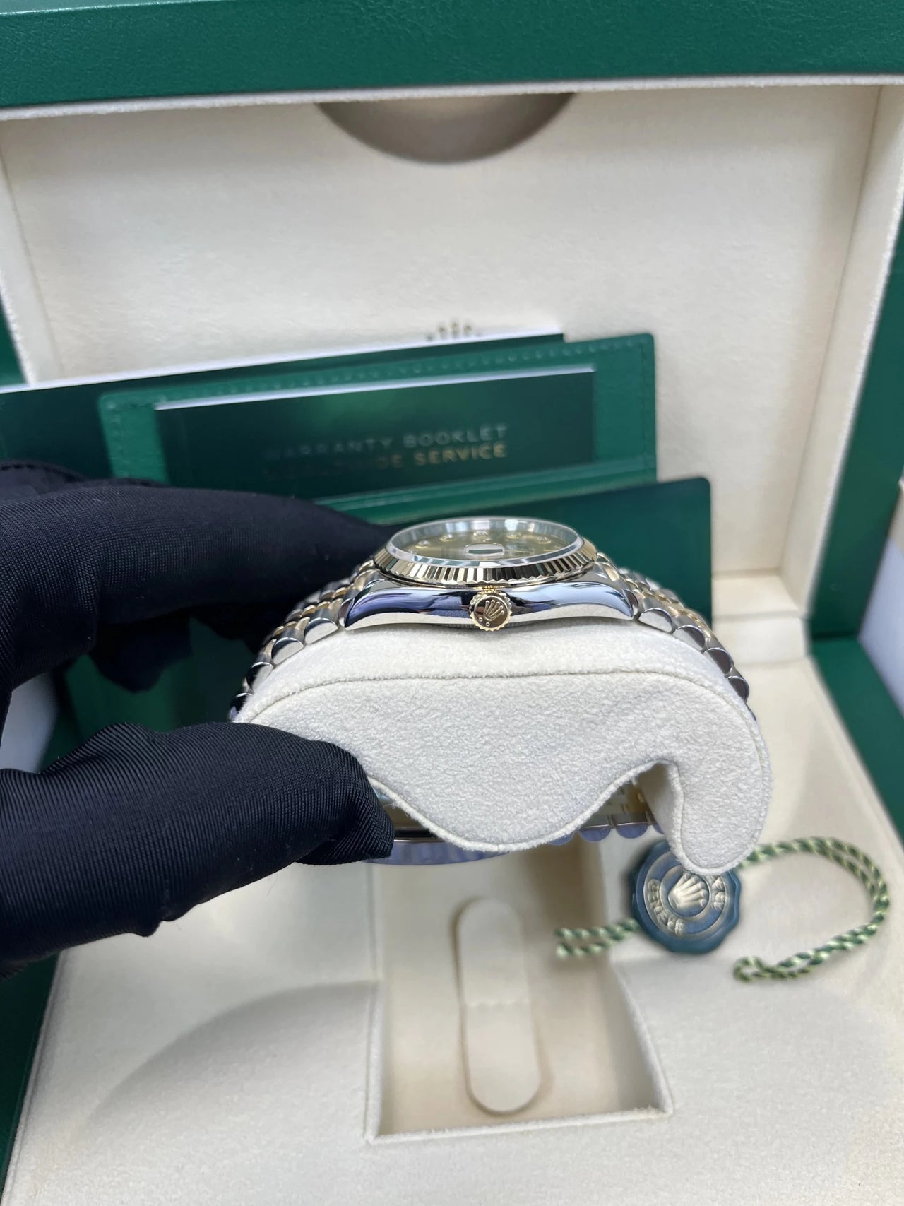 Rolex Datejust 36 Yellow Rolesor Champagne Diamond Dial Fluted Bezel (Ref 126233) - WatchesOff5thWatch