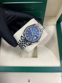 Thumbnail for Rolex Datejust 36mm Stainless Steel Bright Blue Fluted Jubilee 126234 - WatchesOff5th