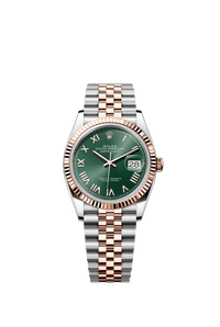 Thumbnail for Rolex Datejust 36mm Steel and Everose Gold Mint Green Dial Fluted Bezel Jubilee Bracelet 2026 New Release (Ref 126231-0051) - WatchesOff5thWatch