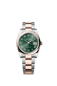 Thumbnail for Rolex Datejust 36mm Steel and Everose Gold Mint Green Dial Smooth Bezel Oyster Bracelet 2026 New Release (Ref 126201-0052) - WatchesOff5thWatch