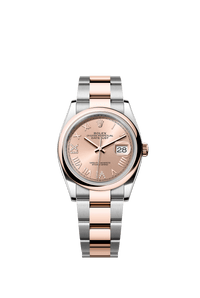 Thumbnail for Rolex Datejust 36mm Steel and Everose Gold Rosé Diamond Dial Smooth Bezel Oyster Bracelet 2026 New Release (Ref 126201-0050) - WatchesOff5thWatch