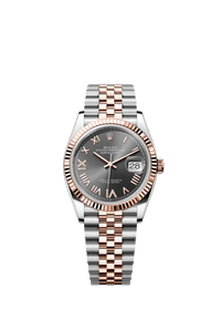 Thumbnail for Rolex Datejust 36mm Steel and Everose Gold Slate Diamond Dial Fluted Bezel Jubilee Bracelet 2026 New Release (Ref 126231-0047) - WatchesOff5thWatch