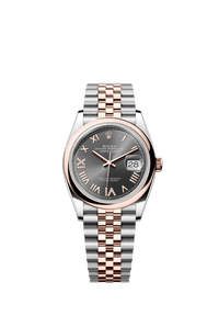 Thumbnail for Rolex Datejust 36mm Steel and Everose Gold Slate Diamond Dial Smooth Bezel Jubilee Bracelet 2026 New Release (Ref 126201-0047) - WatchesOff5thWatch