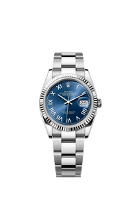Thumbnail for Rolex Datejust 36mm Steel and White Gold Bright Blue Dial Fluted Bezel Oyster Bracelet 2026 New Release (Ref 126234-0070) - WatchesOff5thWatch