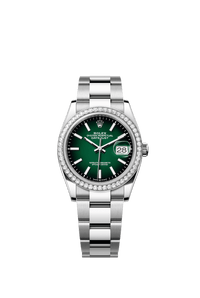 Thumbnail for Rolex Datejust 36mm Steel and White Gold Green Ombré Dial Diamond Bezel Oyster Bracelet 2026 New Release (Ref 126284RBR - 0052) - WatchesOff5thWatch