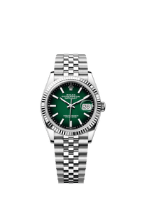 Thumbnail for Rolex Datejust 36mm Steel and White Gold Green Ombré Dial Fluted Bezel Jubilee Bracelet 2026 New Release (Ref 126234 - 0059) - WatchesOff5thWatch