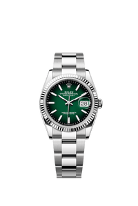 Thumbnail for Rolex Datejust 36mm Steel and White Gold Green Ombré Dial Fluted Bezel Oyster Bracelet 2026 New Release (Ref 126234 - 0060) - WatchesOff5thWatch