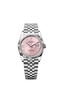 Thumbnail for Rolex Datejust 36mm Steel and White Gold Pink Diamond Dial Fluted Bezel Jubilee Bracelet 2026 New Release (Ref 126234-0065) - WatchesOff5thWatch